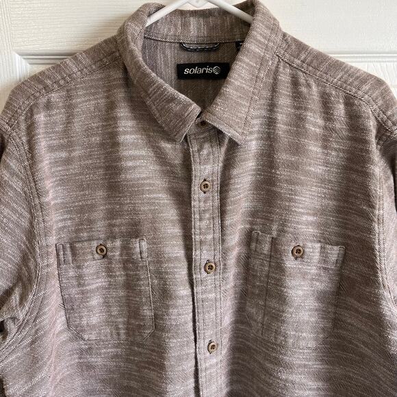 Solaris Shirt Mens XL Outdoor Hiking Long Sleeve Button Up Thick 100% Cotton - Picture 3 of 8